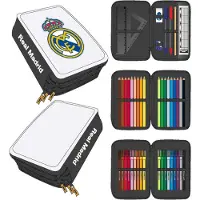 Merkloos Giotto Real Madrid Zubehörcase mit Bleistiften - Dreifacher Stiftehalter für Fußballfans