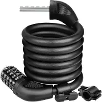 Unyqoos Ibenzoa Fahrradschloss mit verstellbarem Zahlencode – 12 mm Stahlkabel 1,5 m, Ø 1,2 cm, inkl. Fahrradhalter (Ø 2,6 cm), rostbeständig, Sicherheitsstift