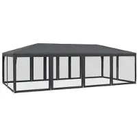 vidaXL Partyzelt mit 12 Mesh-Seitenteilen Anthrazit 8x4 m HDPE