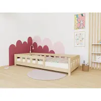 Benlemi Einzelbett PLOTTY mit Rausfallschutz - Dunkelgrau - 120x200 cm - Mit offenem Eingang