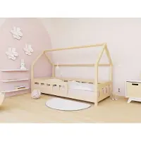 Benlemi Hausbett PLOTTY mit Seitenschild - Beige - 80x180 cm - Mit offenem Eingang