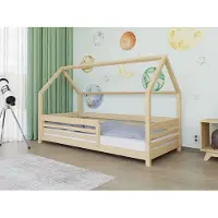 Benlemi Hausbett TULY mit Seitenschild - Unlackiert - 120x180 cm - Mit offenem Eingang