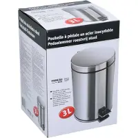 24.Se Treteimer 3 Liter Mülleimer - Badezimmer oder WC - Edelstahl - Silberfarben