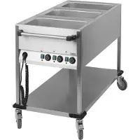 Casselin Bain Marie Wagen aus Edelstahl 2 oder 3 Behälter - mit Wasser beheizbar, Ausführung:3 Wannen