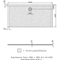 Hoesch Muna Mineralguss-Duschwanne 4218.013 200 x 100 x 3 cm, weiß matt, Solique, Antirutsch