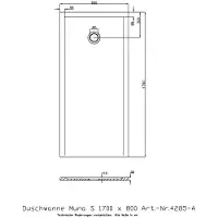Hoesch Mineralguss-Duschwanne Muna S 170x80x3cm, Schiefergrau, aus Solique