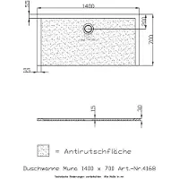 Hoesch Mineralguss-Duschwanne Muna 140x70x3cm, schiefergr, Soliq., AR