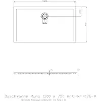 Hoesch Mineralguss-Duschwanne Muna 130x75x3cm, weiß matt, Solique