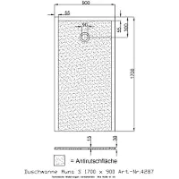 Hoesch Mineralguss-Duschwanne Muna S 170x90x3cm, schiefergr, a Soliq., AR