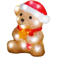 Lumineo LED Lichtfugur Bär 21cm Acryl Weihnachtsfigur Braun / Kaltweiß