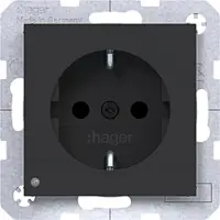 Hager WAS1462BM Steckd. SCHUKO m. LED-Orient.licht, erh. Ber.schutz, Schr.-Liftkl.,A.x/C.x,sw mt