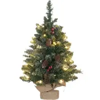 HOMCOM KÜNSTLICHER Weihnachtsbaum 0,6 m Christbaum 86 Astspitzen mit 50 warmweißen LED