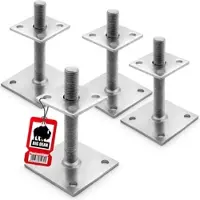 BigDean 4 Stück Pfostenträger Höhenverstellbar Höhe 30 150mm Verzinkt Und Zum Aufschrauben 4 Stück Pfostenträger höhenverstellbar Höhe 30 – 150mm – verzinkt & zum Aufschrauben