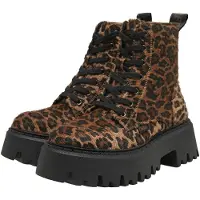 Buffalo Damen Stiefelette Veloursleder Leopard-muster