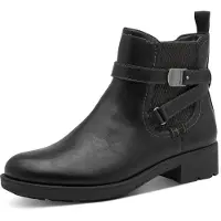 Tamaris Damen Stiefelette Chalsea Knöchelriemen Vegan 1-25812-47, Größe:41 EU, Farbe:Schwarz