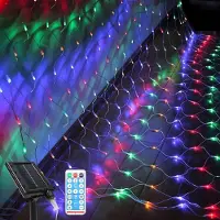 Peviasot LED Solar Lichternetz 3x2M Bunt Lichterkette Weihnachtsbeleuchtung Lichtervorhang Party Deko 8 Lichtmodi 240 LEDs
