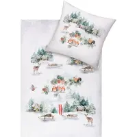 Estella Kuschelflanell Bettwäsche Birdy schnee 155x220 cm + 80x80 cm