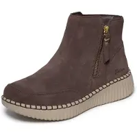 SKECHERS Winterboots "WILSHIRE BLVD-WEEKEND CRUSH", Damen, Gr. 37, Warmfutter, braun (dunkelbraun), Veloursleder, Schuhe Winterboots, Reißverschluss-Boots mit modischer Rahmennaht