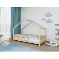 Benlemi Hausbett PLOTTY mit Frontschild - Pastellrosa - 140x200 cm - Mit offenem Eingang