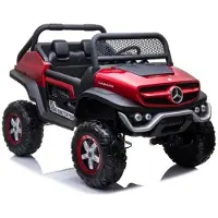 BOGI Mercedes UNIMOG Geländewagen 2-Sitzer Kinderauto Kinderelektroauto Kinderfahrzeug 4x45W 12V 14AH Elektroauto SUV BUGGY Rot