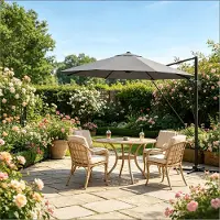 Youjia Sonnenschirm im Freien,Runder Balkon Sonnenschirm,Gartenblad mit kreuzförmiger Stahlbasis(nur mit Sonnenschirm )