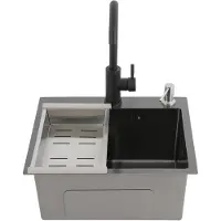 StarTech.com Küchenspüle - Einzelbecken - 40 x 45 cm - Schwarz - Nanobeschichtet - Eisen - Mit Wasserhahn - Ein Loch