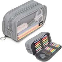Zipit Half & Half Federmäppchen, Großes Etui mit Organizer, Grau