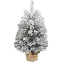 StarTech.com Mini künstlicher Weihnachtsbaum - Schnee-Effekt - 72 Zweige - 6 Zapfen - Zementfuß - 60 cm - Weihnachtsdekoration für Innenräume