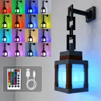 IeGeek Pixelated Lantern Nachtlicht mit fernbedienung，16-farbiges LED Stimmungslicht, USB-aufladbare Tisch- und Wandlampe für Schlafzimmer,und Gamer Geschenk