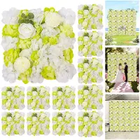 StarTech.com Künstliche Blumenwand-Paneele - 12er-Set - 38 x 38 cm - PE - Rosen - Hochzeitsdekoration für Innenräume - Grün
