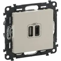 Legrand 753206 Valena Life 2XUSB A+C 2-modulig 3A Farbe: Mandelweiß