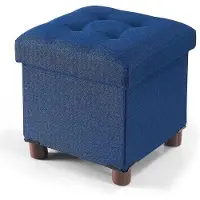 Unyqoos Ibenzoa Klappbarer Aufbewahrungs‑Hocker – Holz & langlebiger Kunststoff, Blau, 32×32×32,5 cm, belastbar bis 60 kg