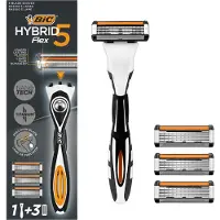 BIC Hybrid 5 Flex Rasierer Herren, Nassrasierer mit 3 Wechselklingen mit je 5 Kl