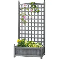 SUGIFT Garten Hochbeet mit Spalier, 2-in-1 Pflanzkasten, 64 cm breit, 28 cm tief, 120 cm hoch