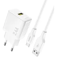 Dudao A23TEU 2.4A GaN Charger + USB-C White
