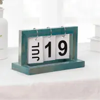 Sonstiges Ewiger Kalender Holz Flip Endloskalender Schreibtisch 20 x 12 x 9 cm Blau
