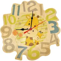 Hess Holzspielzeug 30015 - Wanduhr aus Holz, Giraffe Emil, Kinderuhr mit Quarzuh