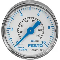 FESTO G 1/4 Analogue Pressure Gauge 10bar Back Entry, MA-40-10-G1/4-EN, 0bar min., 183900