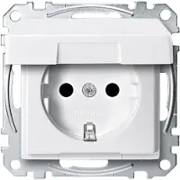 Merten MEG2310-0619 SCHUKO-Steckdose mit Klappdeckel, Berührungsschutz, Steckklemmen, polarweiß, System M MEG23100619