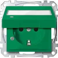 Merten MEG2313-0304 SCHUKO Sonderstromkreise mit Klappdeckel, Kontrolllicht und Schriftfeld, BRS, Steckklemmen, SV, grün, System M MEG23130304