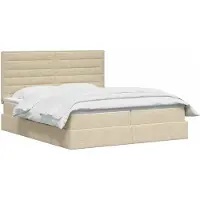 vidaXL LED-Speicherbett mit Matratze Creme 180 x 200 cm Stoff