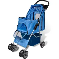 Syfax Hundebuggy Blau, faltbar, 15 kg Tragkraft, wasserabweisend, mit Stoßdämpfern
