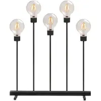 Konstsmide - LED Metallleuchter, schwarz, mit Dimmer, wechselbare Leuchtmittel , mit an/aus Schalter, 5 runde Globes, 10 bernsteinfarbene Dioden, 24V Innentrafo, 3,5W, schwarzes Kabel