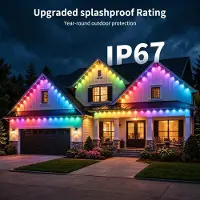 StarTech.com RGBIC-Außenbeleuchtung - Permanente Dachkantenbeleuchtung - 45 m - 45 LED - IP67-wasserdicht - Smart-App und Fernbedienung - Musik-Synchronisation - EU-Stecker