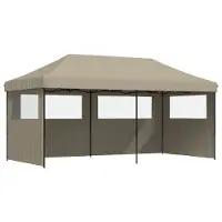vidaXL Partyzelt Faltbar Pop-Up mit 3 Seitenteilen Taupe