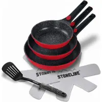 Stoneline SMART Pfannen-Set 6-teilig 20/24/28 | ohne Deckel - Rot