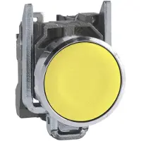 Schneider Electric XB4BA55 Drucktaster, Harmony XB4, Metall, 22mm, gelb, unbeschriftet, tastend, Schraubklemme, 1S+1Ö