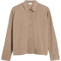 s.Oliver Langarmbluse , Damen, Gr. 46, beige (taupe), Cord, Obermaterial: 68% Baumwolle, 32% Viskose, unifarben, normal hüftlang, Rundhals, Blusen Langarmbluse, Cordbluse mit Hemdkragen und Knofpleiste