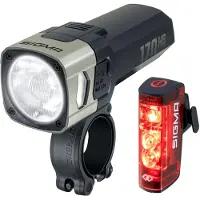 Sigma SPORT LED Akku Set Scheinwerfer Aura 170 HB + Rücklicht Hiro 50