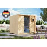 Karibu 68 mm Saunahaus Luna natur inkl. 9kW Saunaofen integr. Strg.